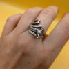 Unusual fashion sterling silver ring Uk P weight 4gr