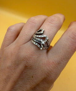 Unusual fashion sterling silver ring Uk P weight 4gr