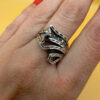 Unusual fashion sterling silver ring Uk P weight 4gr