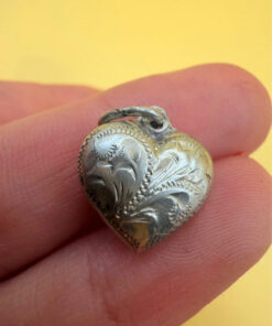 Early 20th century antique silver heart pendant#150
