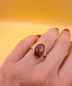 925 Sterling Silver natural Aventurine Ring – Size L (UK)#150