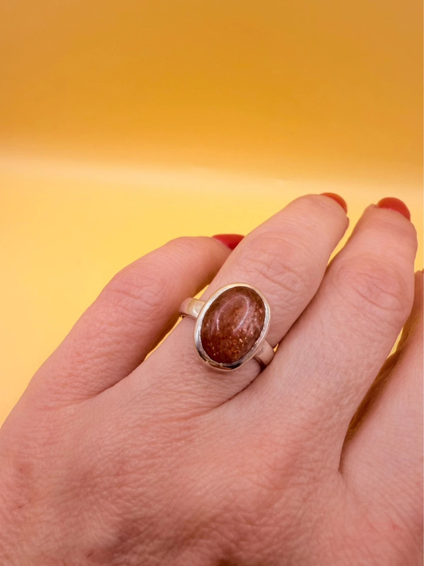 925 Sterling Silver natural Aventurine Ring – Size L (UK)#150