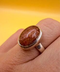 925 Sterling Silver natural Aventurine Ring – Size L (UK)