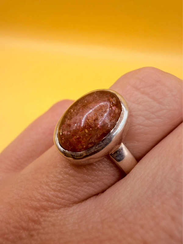 925 Sterling Silver natural Aventurine Ring – Size L (UK)#150