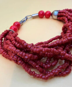 Vintage natural Coral Tiny Seed Beaded bracelet