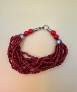 Vintage natural Coral Tiny Seed Beaded bracelet