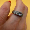 Sterling silver ring with lab blue topaz Uk size N#117