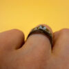 Sterling silver ring with lab blue topaz Uk size N#117