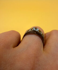 Sterling silver ring with lab blue topaz Uk size N