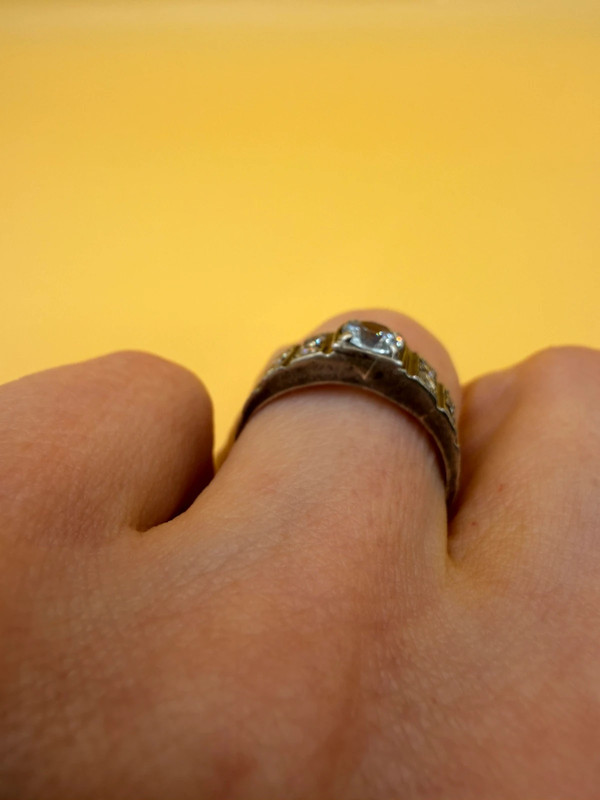 Sterling silver ring with lab blue topaz Uk size N#117
