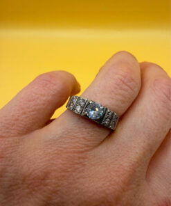 Sterling silver ring with lab blue topaz Uk size N#117