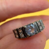 Sterling silver ring with lab blue topaz Uk size N#117