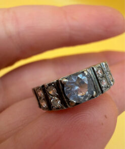 Sterling silver ring with lab blue topaz Uk size N