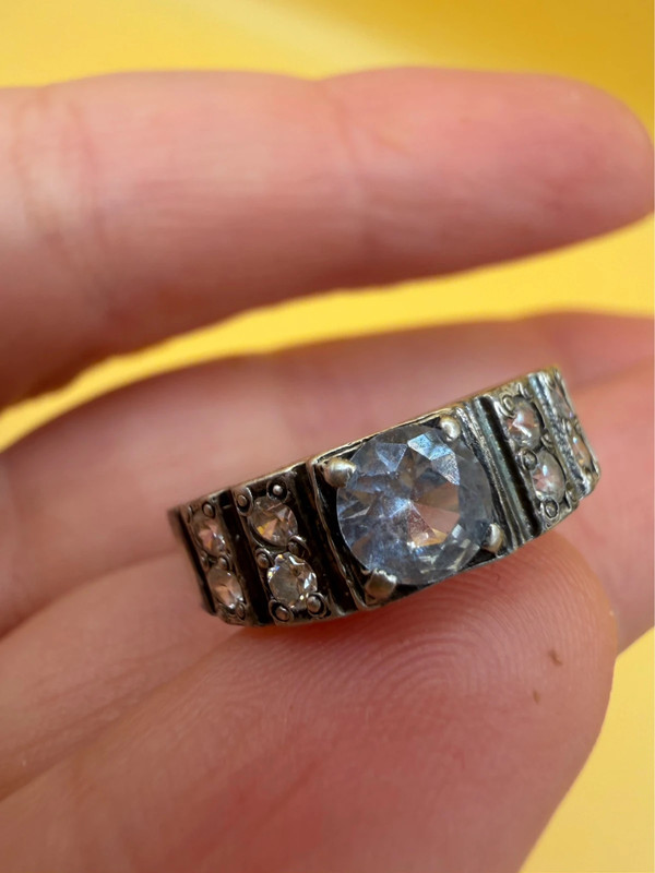 Sterling silver ring with lab blue topaz Uk size N#117
