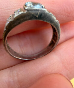 Sterling silver ring with lab blue topaz Uk size N
