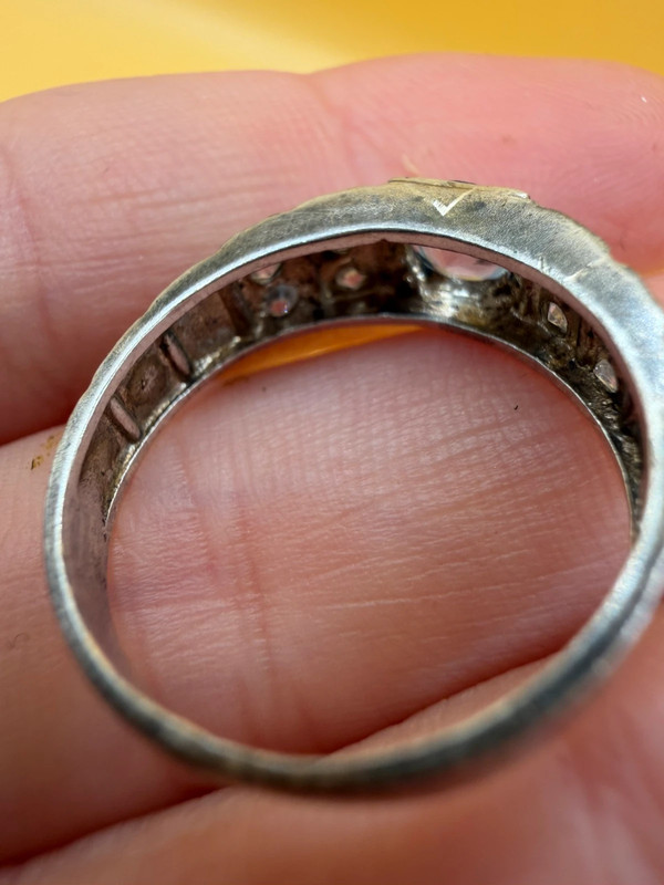Sterling silver ring with lab blue topaz Uk size N#117