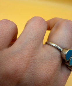 Double Finger Ring (Knuckle Ring), UK Sizes M,P, Featuring Natural Opal