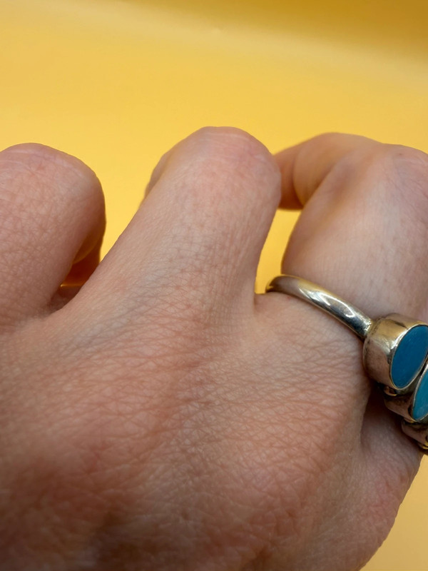 Double Finger Ring (Knuckle Ring), UK Sizes M,P, Featuring Natural Opal