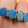Double Finger Ring (Knuckle Ring), UK Sizes M,P, Featuring Natural Opal