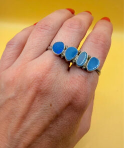 Double Finger Ring (Knuckle Ring), UK Sizes M,P, Featuring Natural Opal