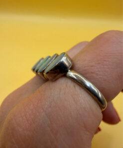 Double Finger Ring (Knuckle Ring), UK Sizes M,P, Featuring Natural Opal