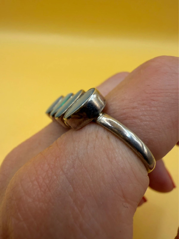 Double Finger Ring (Knuckle Ring), UK Sizes M,P, Featuring Natural Opal
