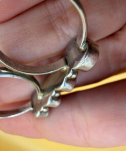 Double Finger Ring (Knuckle Ring), UK Sizes M,P, Featuring Natural Opal