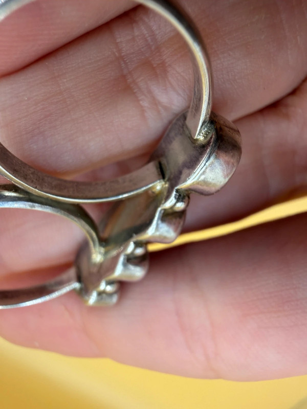Double Finger Ring (Knuckle Ring), UK Sizes M,P, Featuring Natural Opal