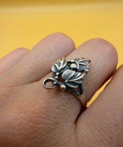 Soviet-era ring, 90s, sterling silver, grape motif, UK size P#50