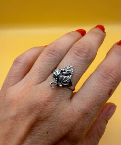 Soviet-era ring, 90s, sterling silver, grape motif, UK size P#50