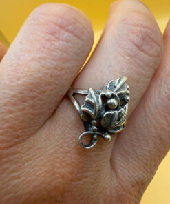 Soviet-era ring, 90s, sterling silver, grape motif, UK size P
