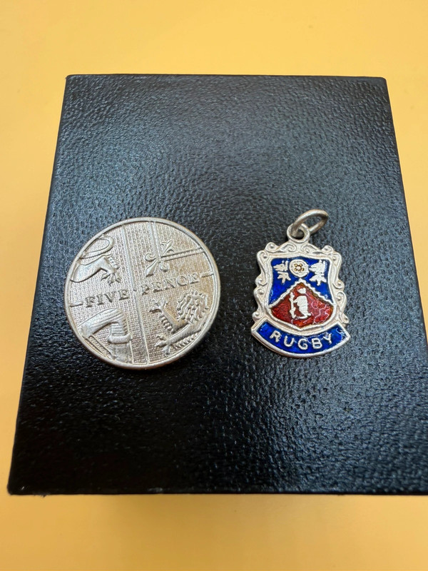 Vintage 925 Sterling Silver Rugby Enamel Shield#39