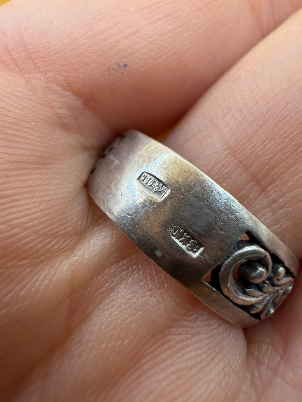 Soviet sterling silver ring 60s Uk size S#39