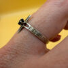 Religious ring with a cross and a blue stone, size N with the engraving: “Save and protect”#46