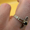 Religious ring with a cross and a blue stone, size N with the engraving: “Save and protect”#46