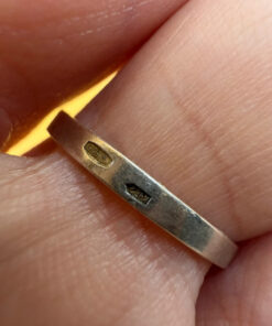 Religious ring with a cross and a blue stone, size N with the engraving: “Save and protect”