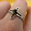 Religious ring with a cross and a blue stone, size N with the engraving: “Save and protect”#46