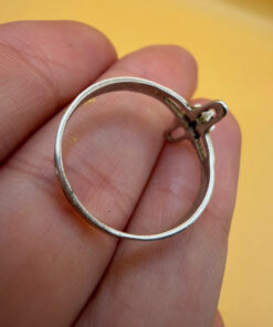 Religious ring with a cross and a blue stone, size N with the engraving: “Save and protect”