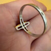 Religious ring with a cross and a blue stone, size N with the engraving: “Save and protect”#46