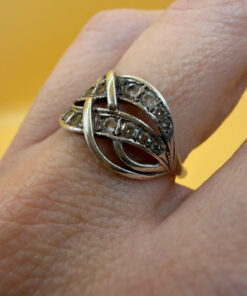 Vintage Sterling silver ring with stones Uk size P#46