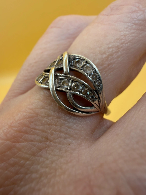 Vintage Sterling silver ring with stones Uk size P#46