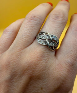 Vintage Sterling silver ring with stones Uk size P#46