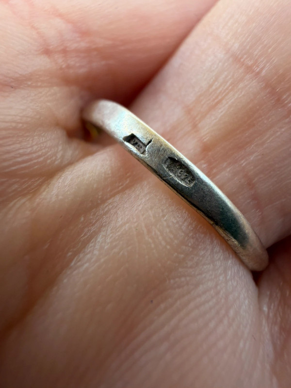 Vintage Sterling silver ring with stones Uk size P#46