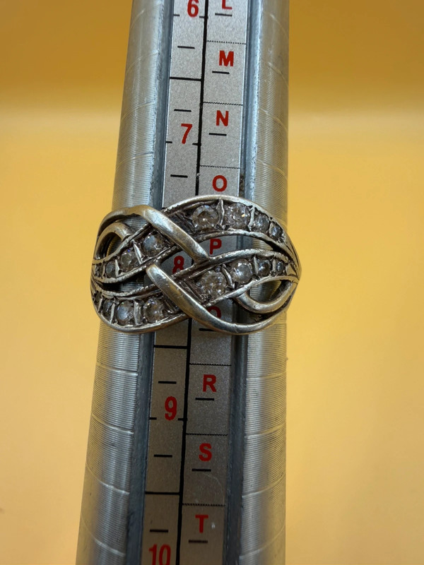 Vintage Sterling silver ring with stones Uk size P#46