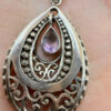 Silver earrings with amethyst, dangle style, weight 8.8 grams, new#46