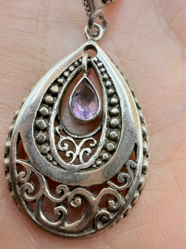 Silver earrings with amethyst, dangle style, weight 8.8 grams, new#46