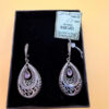 Silver earrings with amethyst, dangle style, weight 8.8 grams, new#46