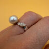 Sterling silver ring with pearl Uk size L 1/2 #111