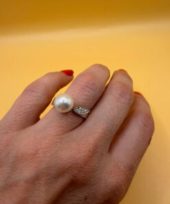 Sterling silver ring with pearl Uk size L 1/2 #111