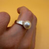 Sterling silver ring with pearl Uk size L 1/2 #111
